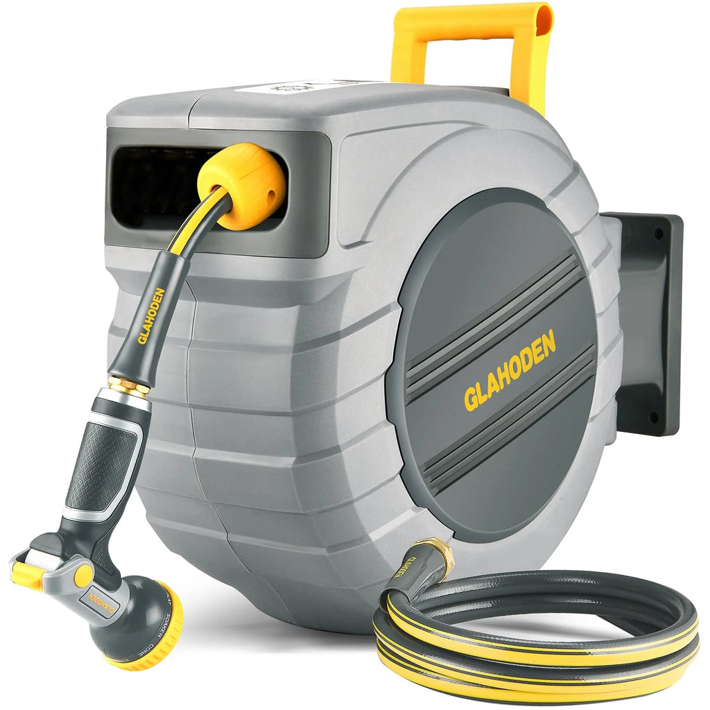 GLAHODEN Retractable Garden Hose Reel 5/8 in x 100 ft pinegardens