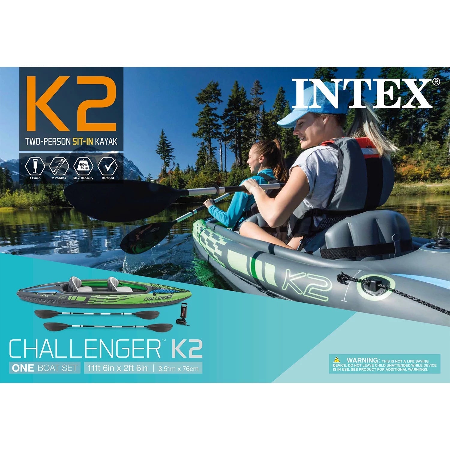 Intex Challenger K2 Inflatable Kayak with Oars and Hand Pump mysite