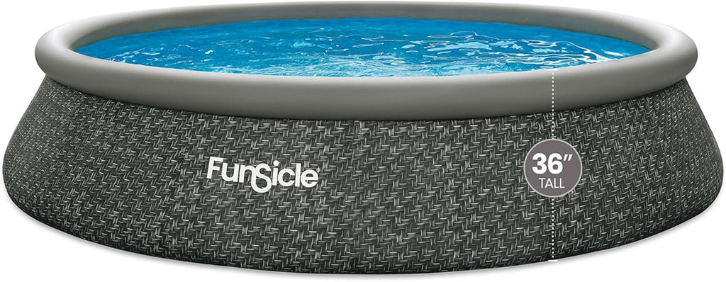 Funsicle 12 Foot by 36 Inch Quickset Round Inflatable Ring Top Outdoor Above Ground Swimming Pool Set with Pump and Cartridge Filter, Dark Herringbone mysite