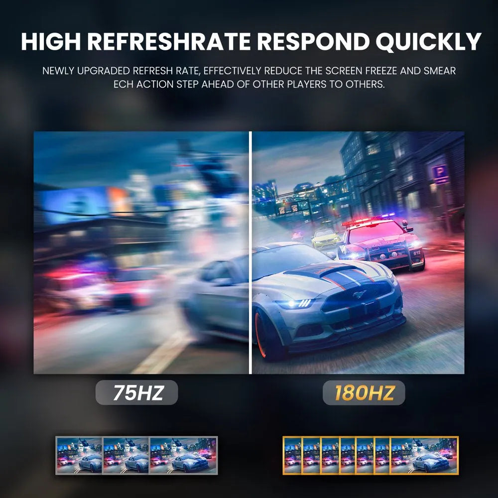 CRUA 24" 180Hz Curved Gaming Monitor - FHD 1080P Frameless Computer Monitor, AMD Freesync, Low Motion Blur,Dp&Hdmi Port, Black mysite
