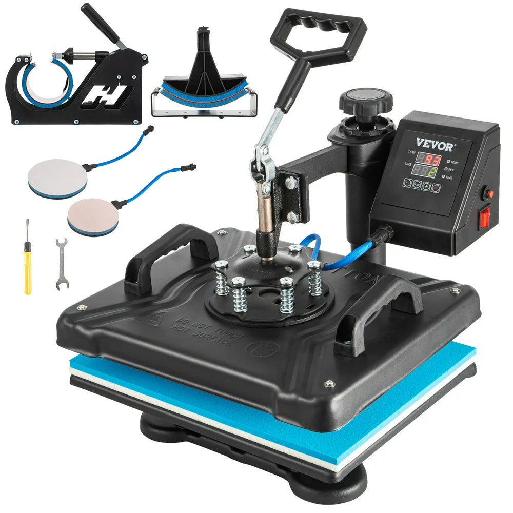 VEVOR 5 in 1 Heat Press Machine, Digital Multifunctional Sublimation for T-Shirts, Hats, Mugs, Caps, Plates, 360° Rotation, Easy Operation pinegardens