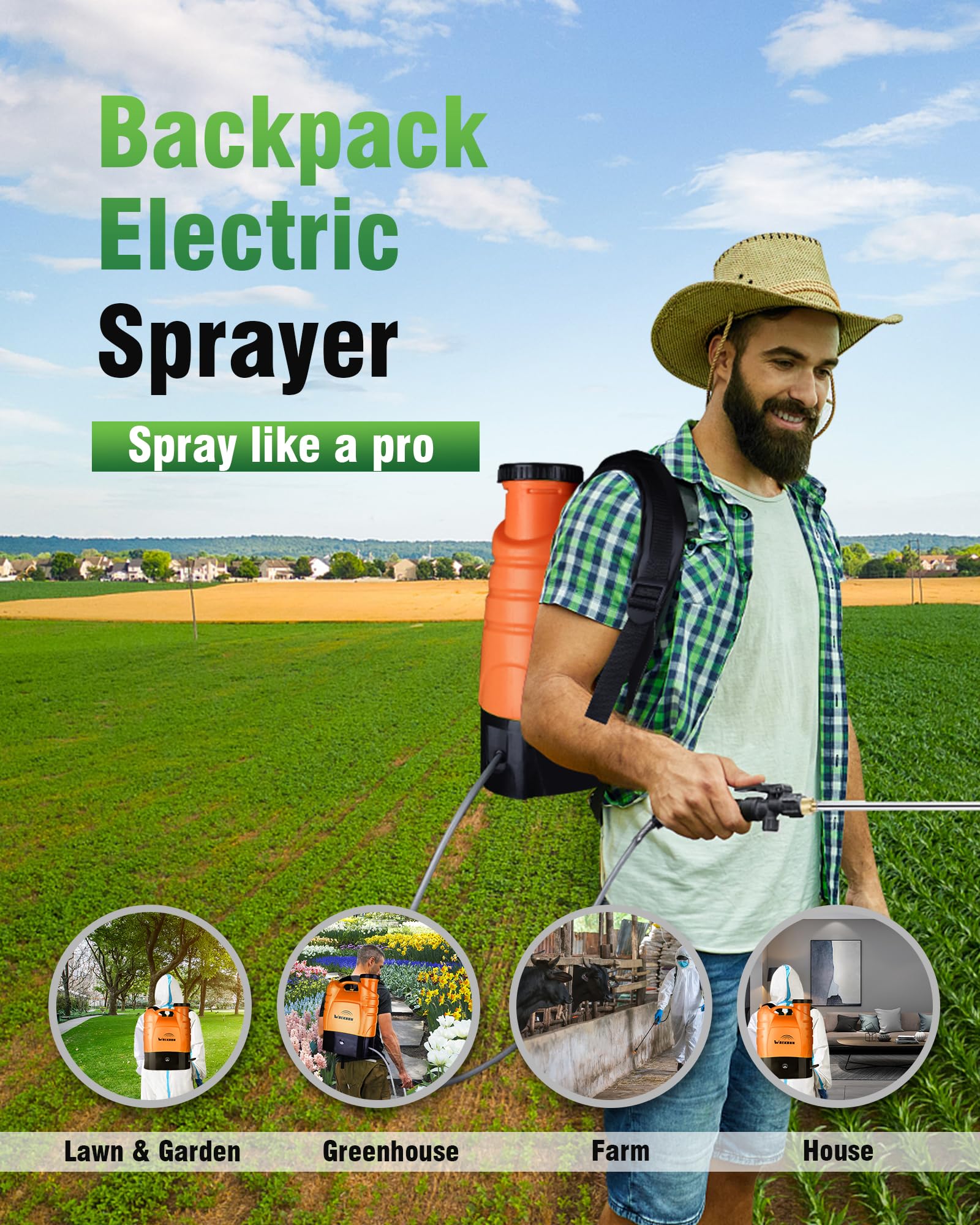 WOEKBON 4 Gallon Electric Garden Pump Sprayer pinegardens