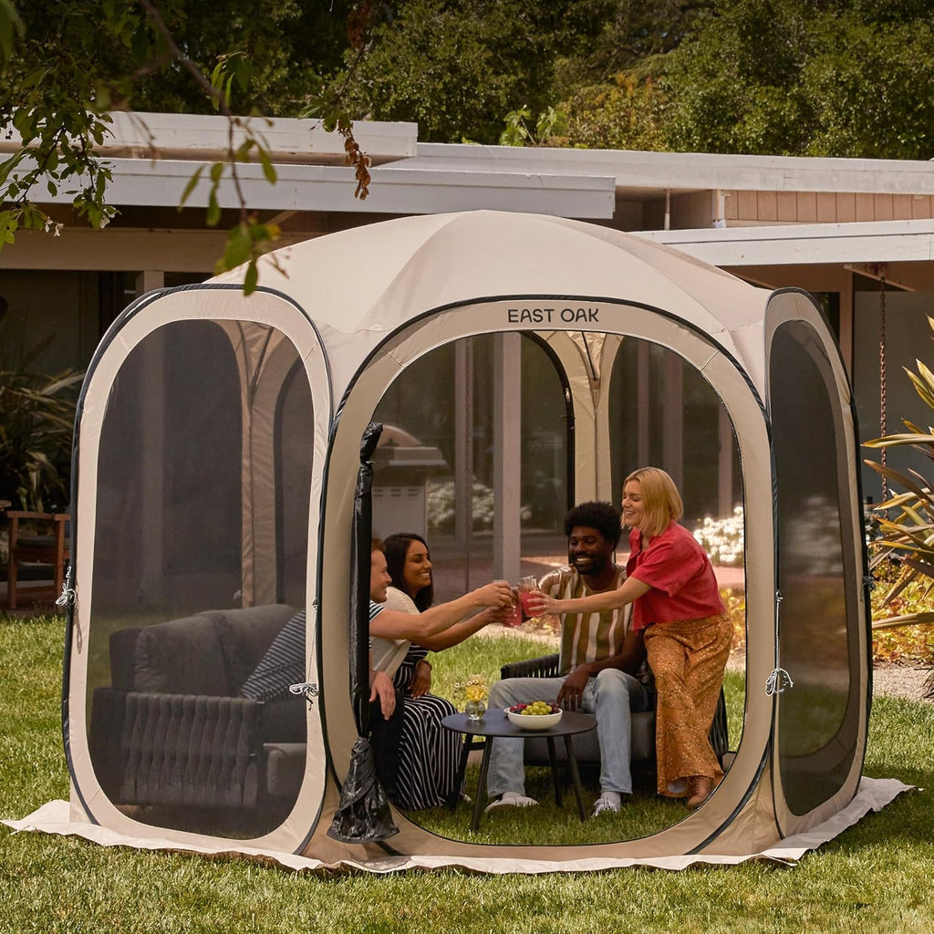 EAST OAK Screen House Tent Pop-Up, Portable Screen Room Canopy Instant Screen Tent 10 x 10 FT with Carry Bag for Patio, Backyard, Deck & Outdoor Activities, Beige mysite