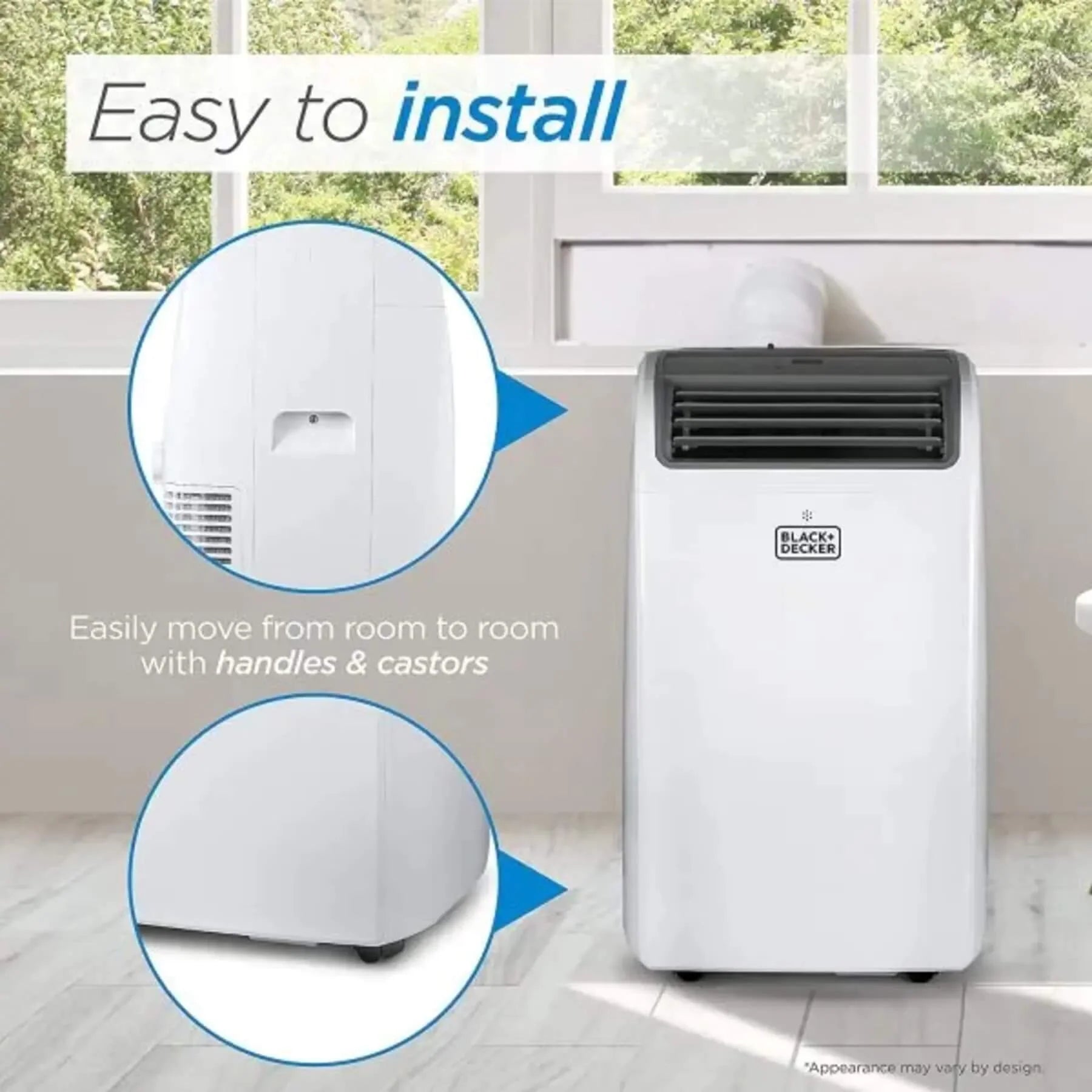 BLACK+DECKER Air Conditioner, 14,000 BTU Air Conditioner Portable for Room up to 700 Sq. Ft. with Remote Control, White pinegardens