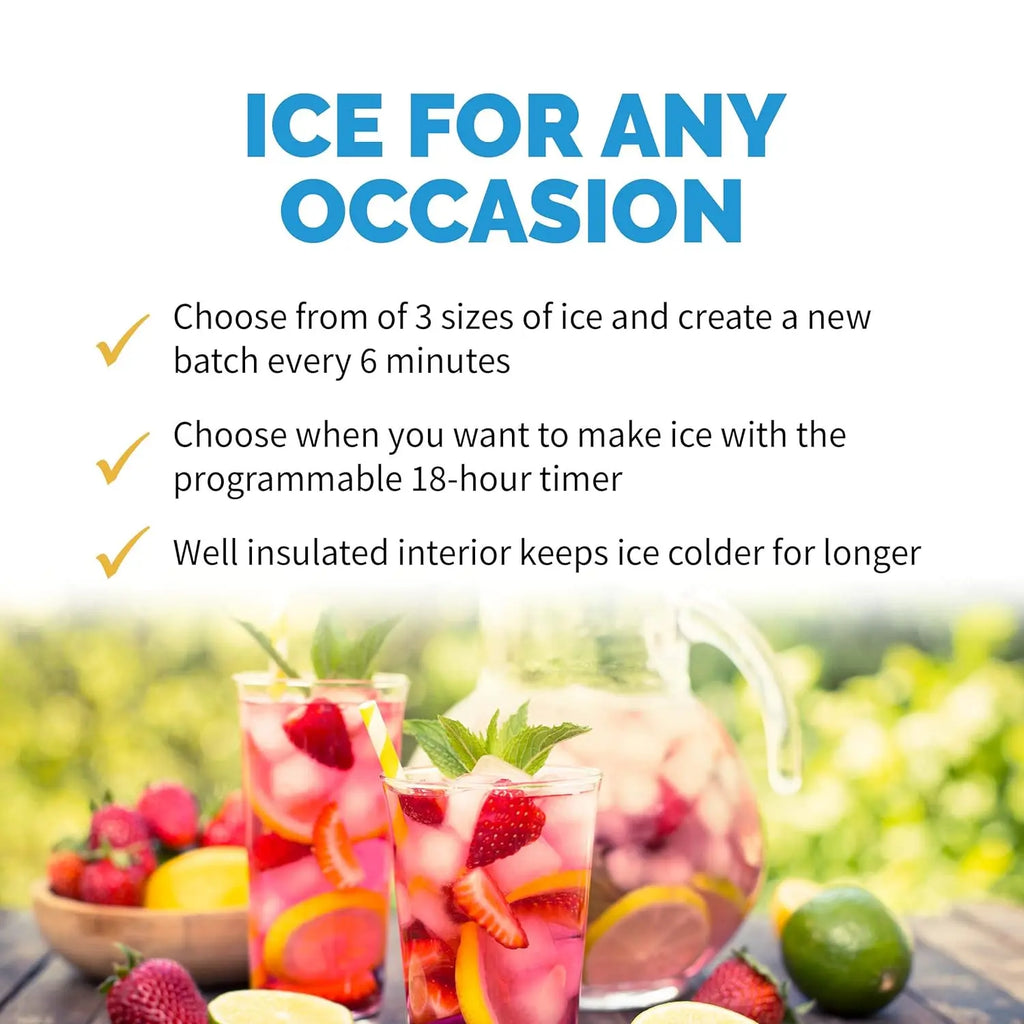 Newair Portable Ice Maker 50 lb. Daily, 12 Cubes in Under 7 Minutes - Compact Countertop Design - 3 Size Bullet Shaped Ice - for Kitchen/Office/RV/Bar - Stainless Steel pinegardens