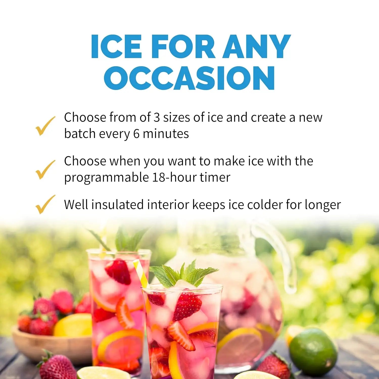 Newair Portable Ice Maker 50 lb. Daily, 12 Cubes in Under 7 Minutes - Compact Countertop Design - 3 Size Bullet Shaped Ice - for Kitchen/Office/RV/Bar - Stainless Steel pinegardens