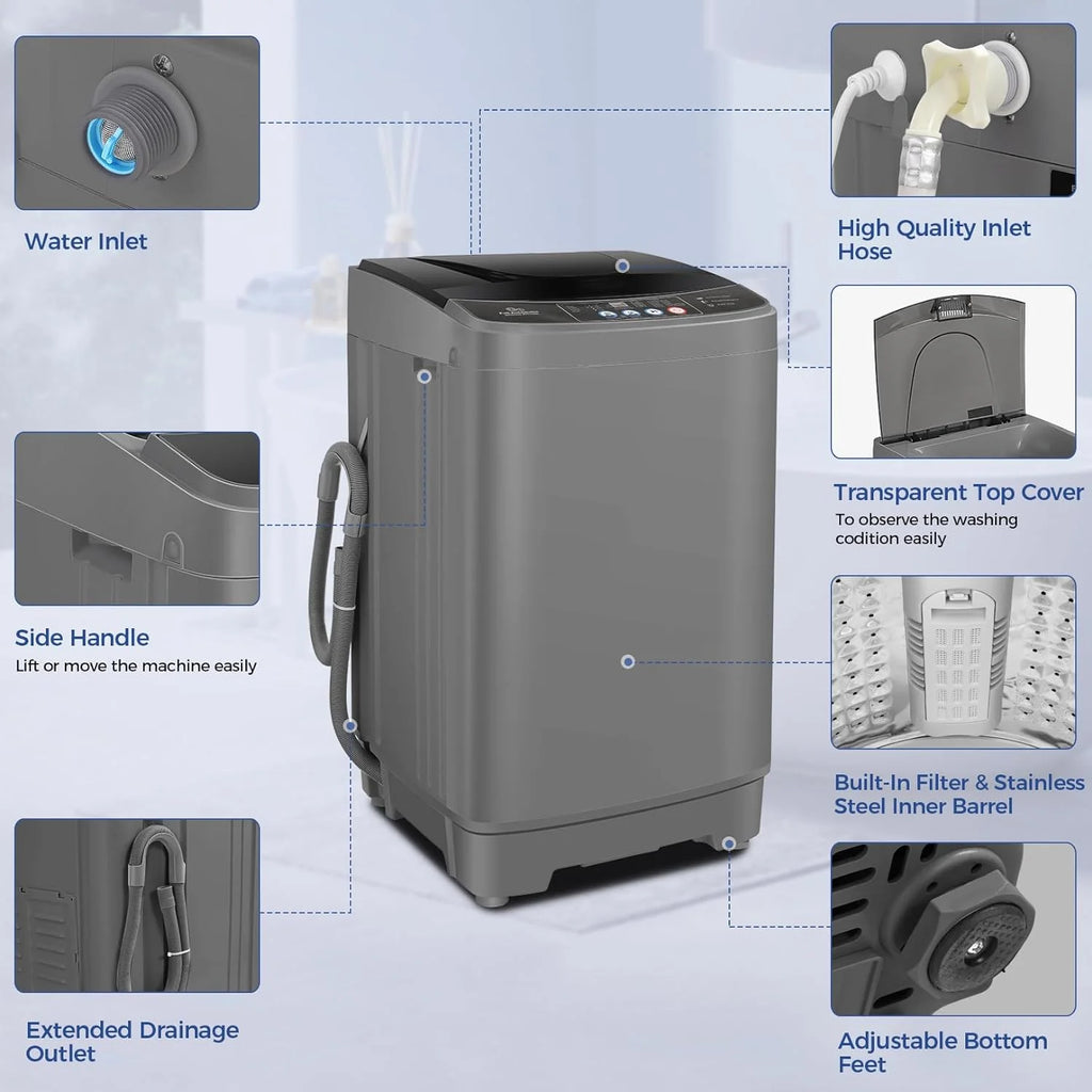 Nictemaw Portable Washing Machine, 20Lbs Capacity Full-Automatic Portable Washer Machine, 2.8Cu.ft Washer and Dryer Combo with Drain Pump, 10 Programs & 8 Water Levels for Apartment, Dorms, RV pinegardens