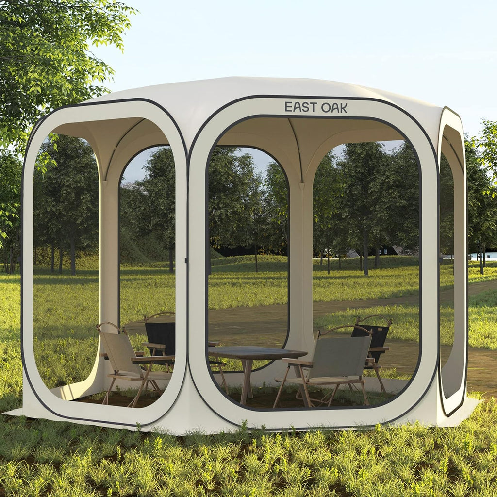 EAST OAK Screen House Tent Pop-Up, Portable Screen Room Canopy Instant Screen Tent 10 x 10 FT with Carry Bag for Patio, Backyard, Deck & Outdoor Activities, Beige mysite