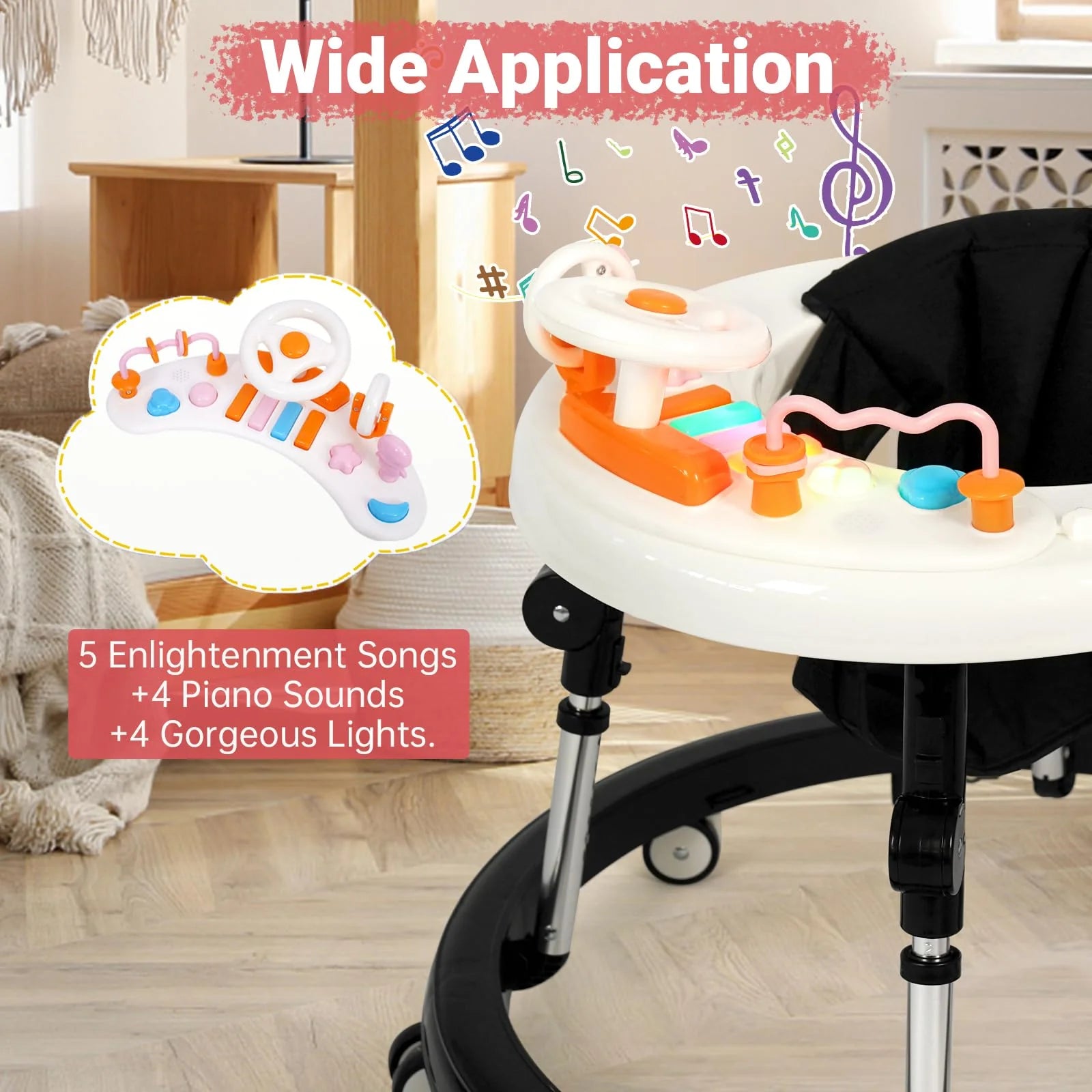 Wismind Foldable Music and Lights Baby Walker pinegardens