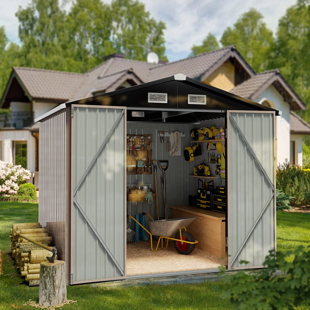Aoxun 6.4x4 FT Outdoor Storage Shed for Tool, Garden pinegardens