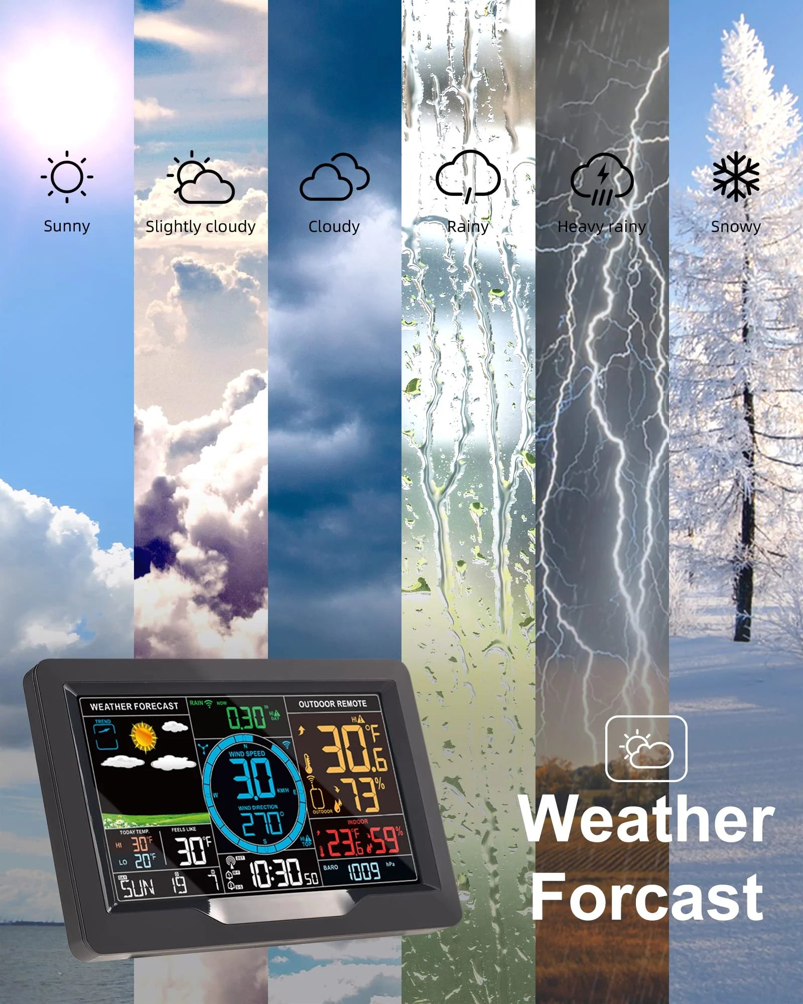 Professional Weather Station Wireless Indoor Outdoor Thermometer pinegardens