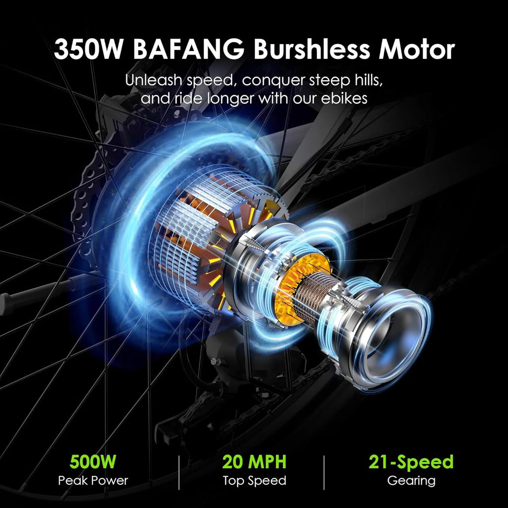 Adult Electric Bike, 350W BAFANG Motor (500W Peak), 4A 3H Fast Charging, 468Wh Li-Ion Battery, 21 Speed Gears, Air Saddle, 45 Miles 20 MPH 26" Mountain Bike Electric Bike, ANSI/CAN/UL2849 Compliant pinegardens